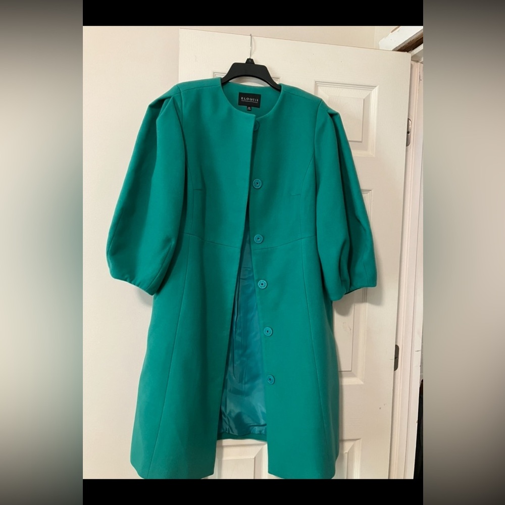 Eloquii Green Bell Sleeve Coat. Size 14/16 NWOT